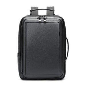 Men Business Backpack Genuine Leather 15 Inch Laptop Bag Large Capacity Expandable Travel Backpack Men Leather Backpack