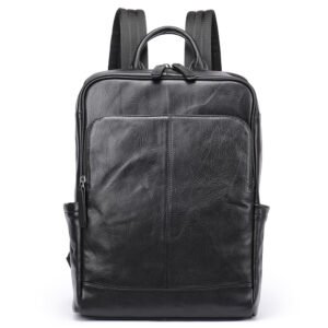 Men Leather Travel Backpack Large Capacity Leather Laptop Backpacks Genuine Leather Backpack for Men