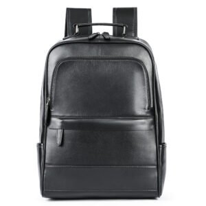 Vintage Genuine Leather Business Laptop Backpack Large Capacity Waterproof Travel Backpack Mens Leather Backpack