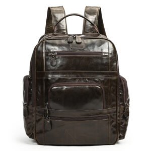 Men Waterproof Travel Backpack Leather High Quality 16 Inch Laptop Backpack Men Genuine Leather Backpack